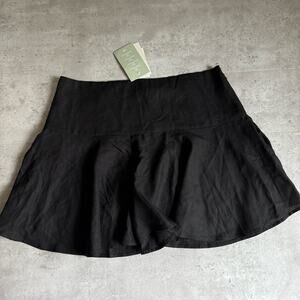 NWT black linen mini skirt H&M size 10